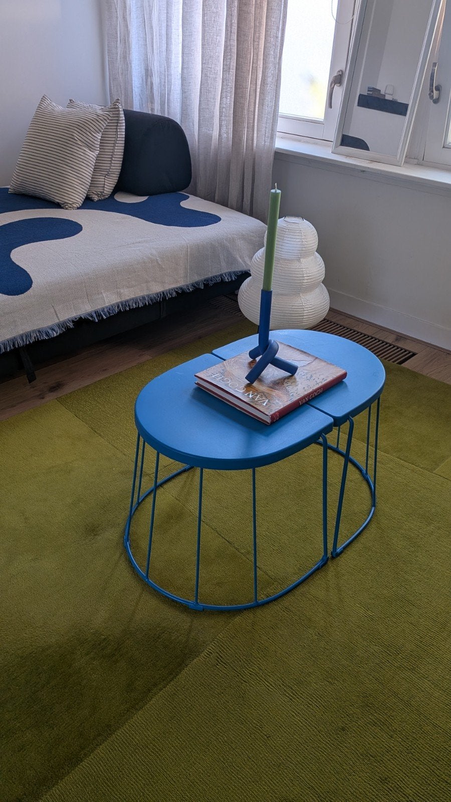 Vintage Ikea Tranaro Tafel - Blauw Design, Gebruikt, 50 tot 100 cm, Overige materialen, Ovaal
