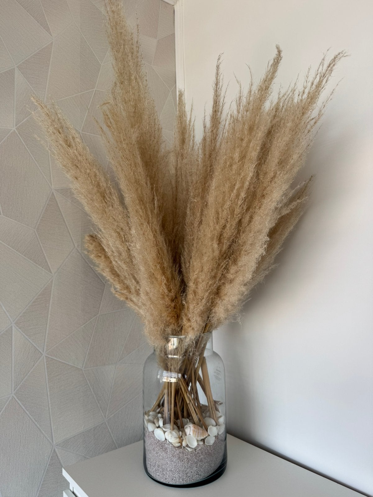 Pampasgras in vaas, Huis en Inrichting, Woonaccessoires | Droogbloemen, Ophalen, Zo goed als nieuw