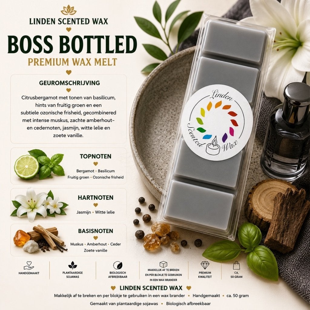 Waxmelts BOSS BOTTLED aftershave geur parfum waxmelt, Ophalen of Verzenden, Grijs, Kaars, Was