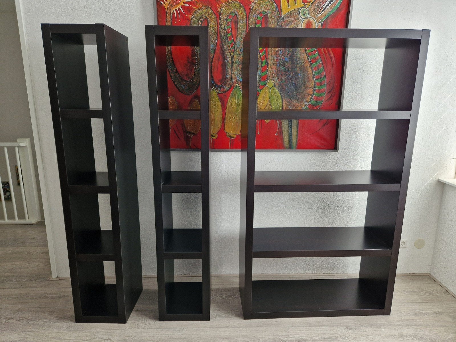 Ikea Lack boekenkast zwart, 3 stuks, 1 grote kast, 2 kleine, Ophalen, Gebruikt, 50 tot 100 cm, 150 tot 200 cm