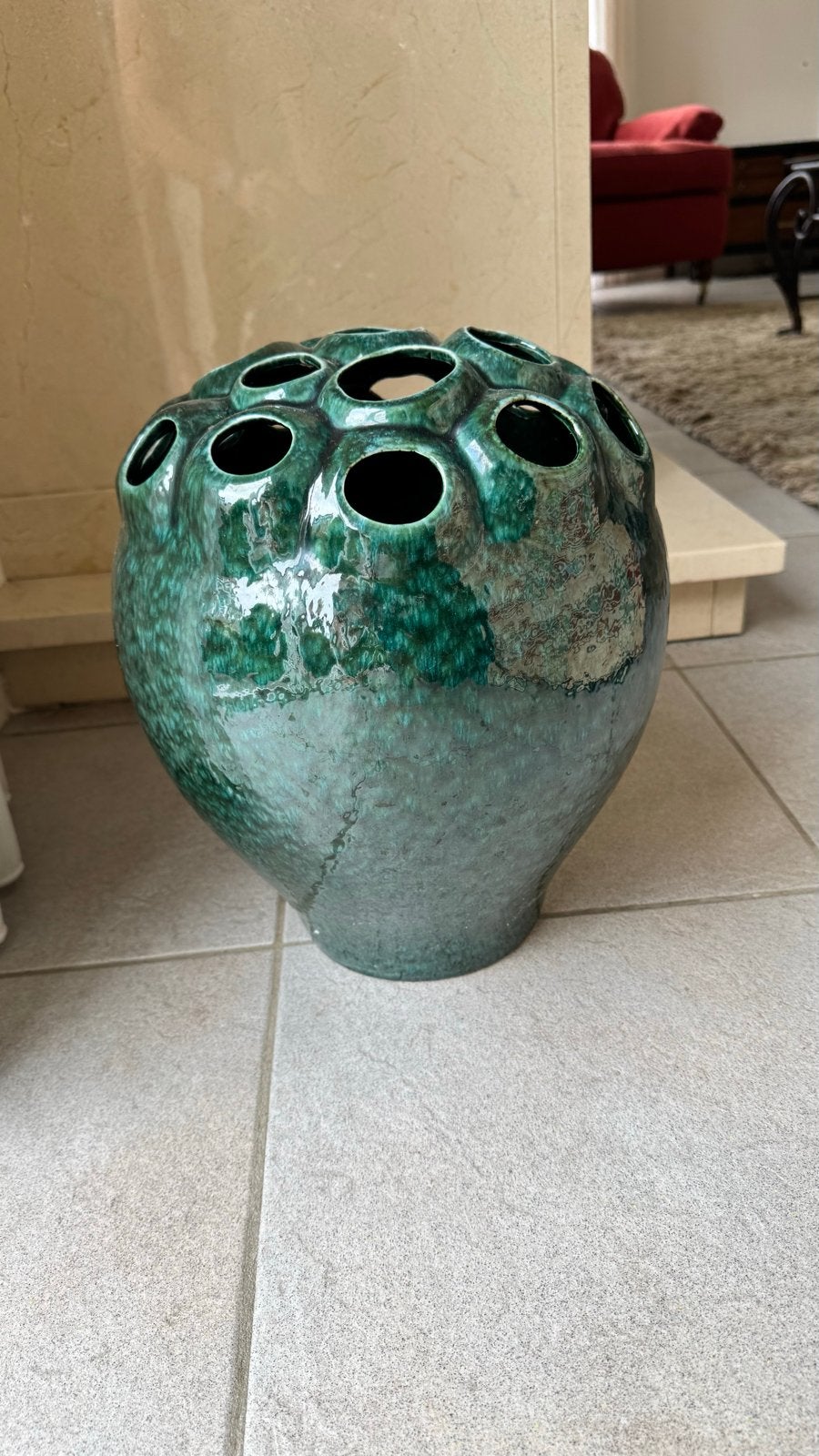Villa Pottery Groene Keramische Tulpen vaas, Ophalen of Verzenden