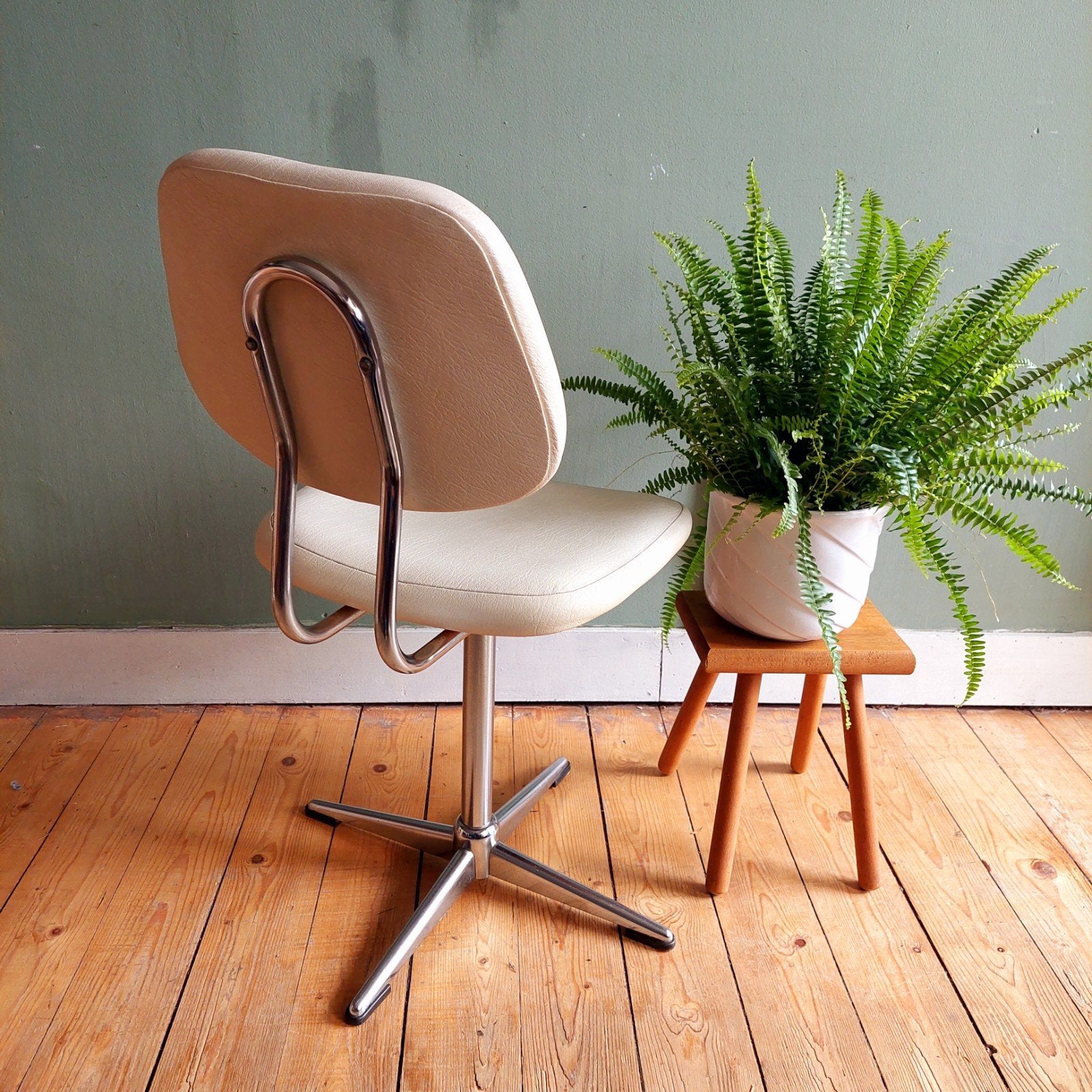 Lucky Vintage stijlvol bureaustoel / stoeltje tieners, Ophalen, Gebruikt, ., Beige