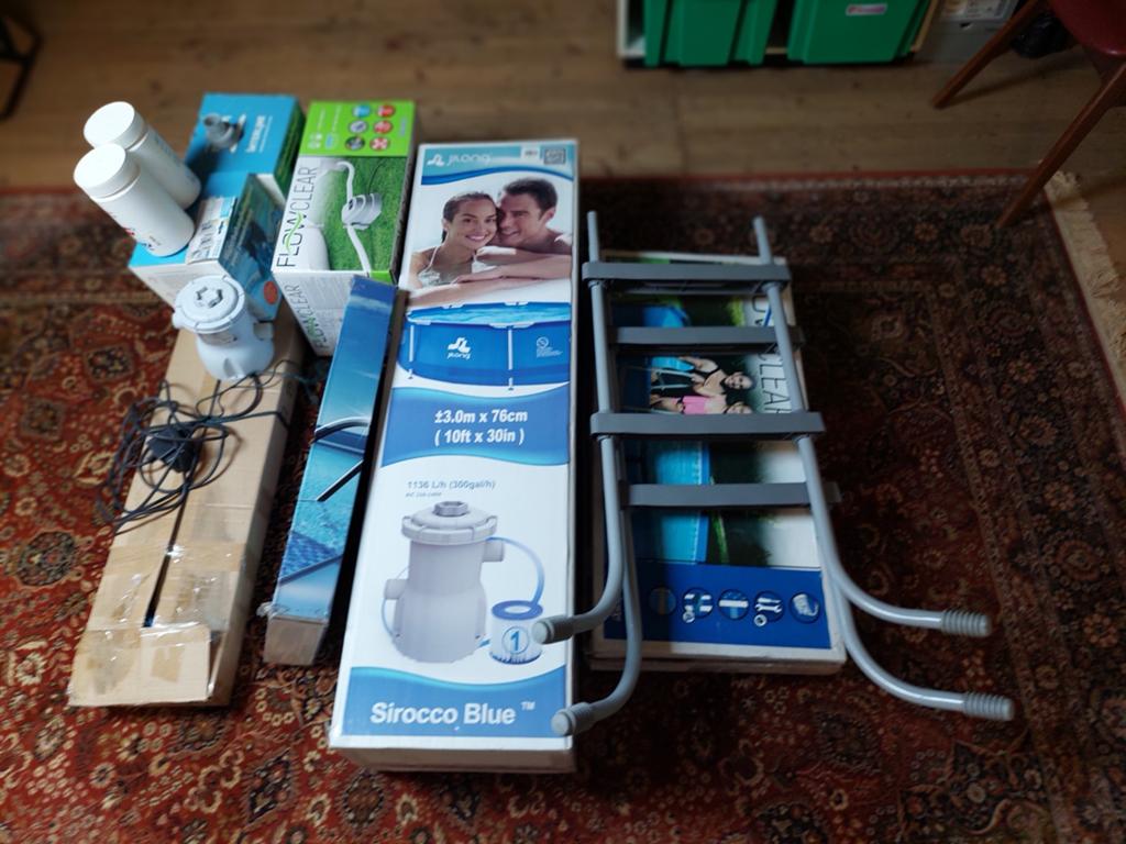 Compleet zwembad (3m) met Warmtepomp, Trap en onderhoudsset, Ophalen, Gebruikt, 200 tot 300 cm, Rond