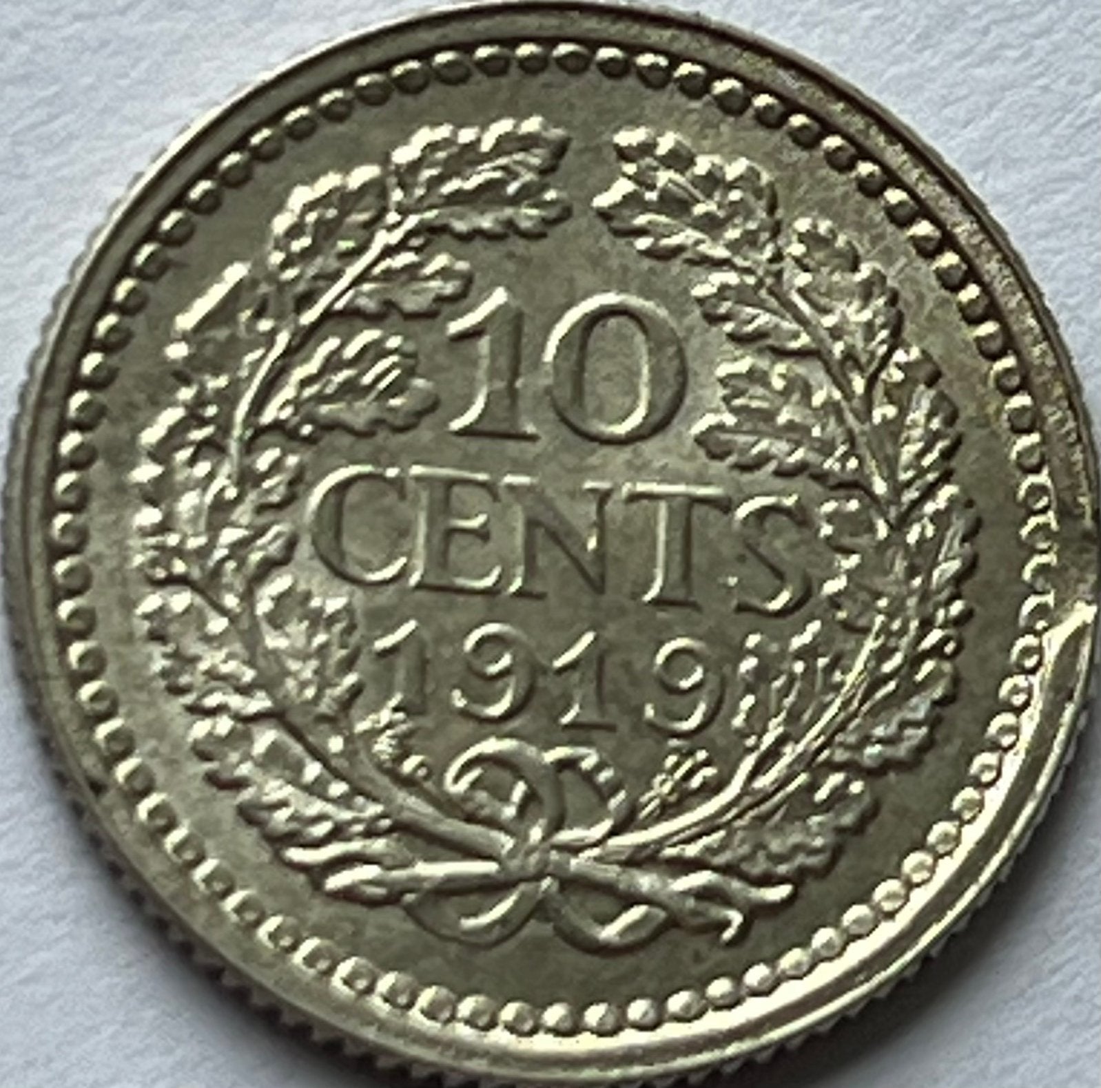 Schitterend dubbeltje 1919, Zilver, Ophalen of Verzenden, 10 cent, Koningin Wilhelmina