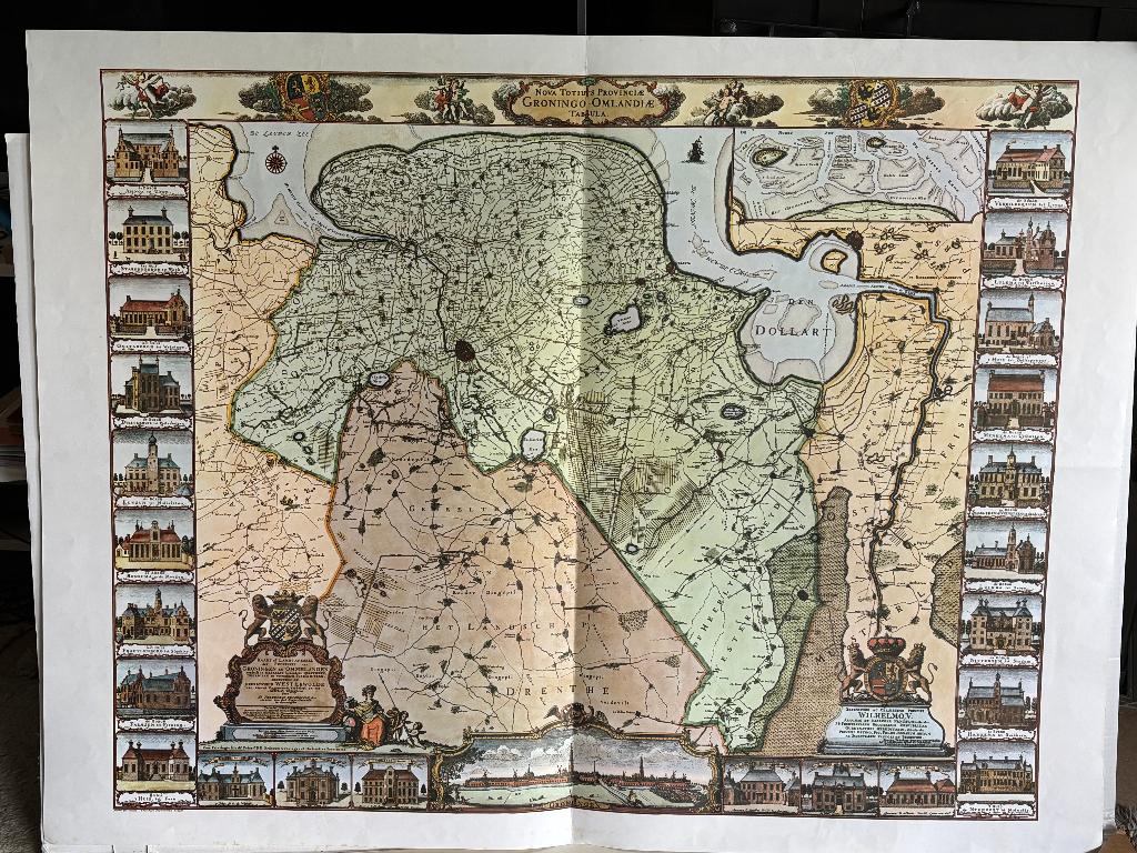 Grote repro van Beckeringkaart / Borgenkaart Groningen 1781, Landkaart, 1800 tot 2000, Nederland, Ophalen
