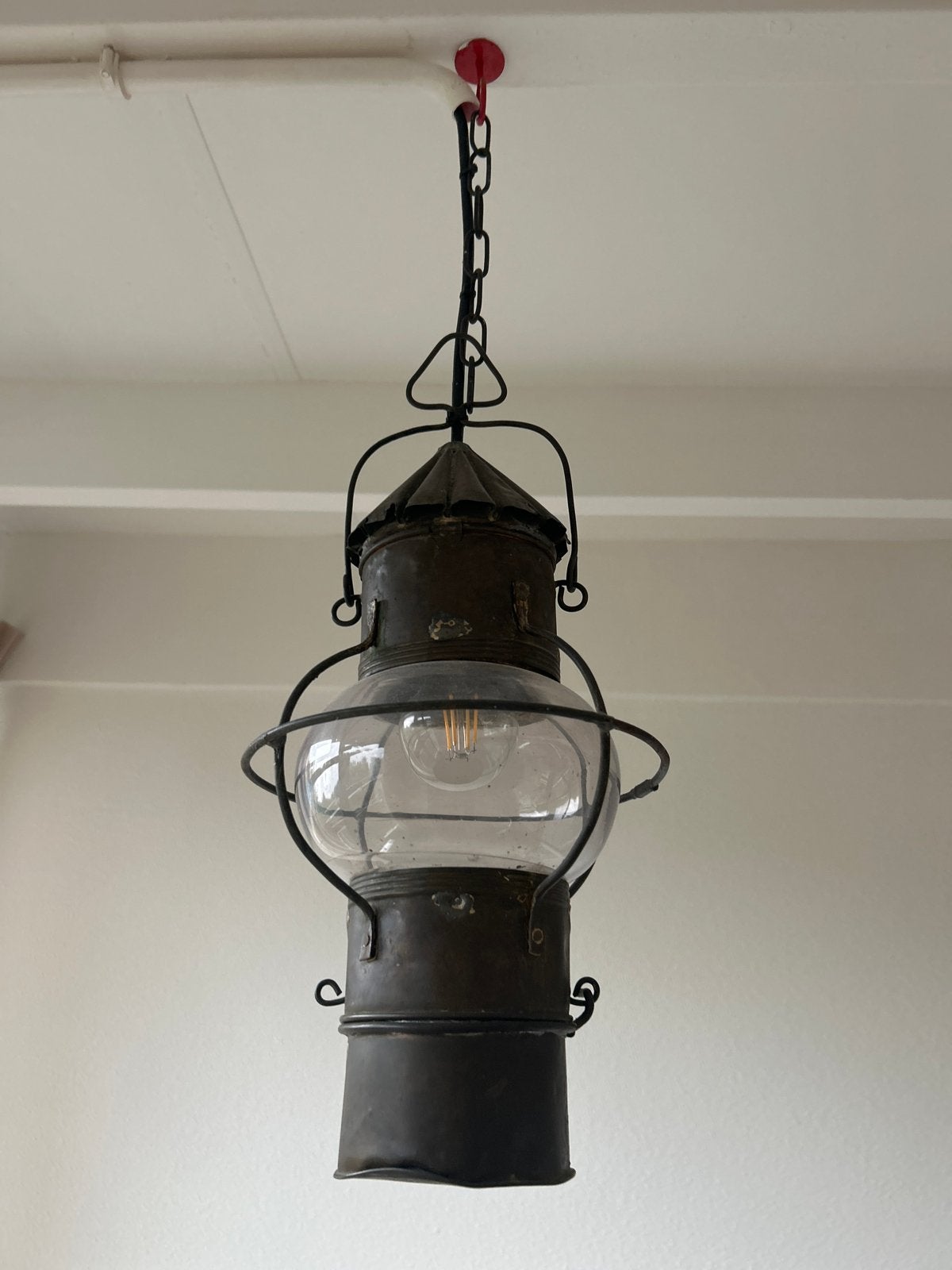 Antieke scheepslamp / hanglamp, Ophalen