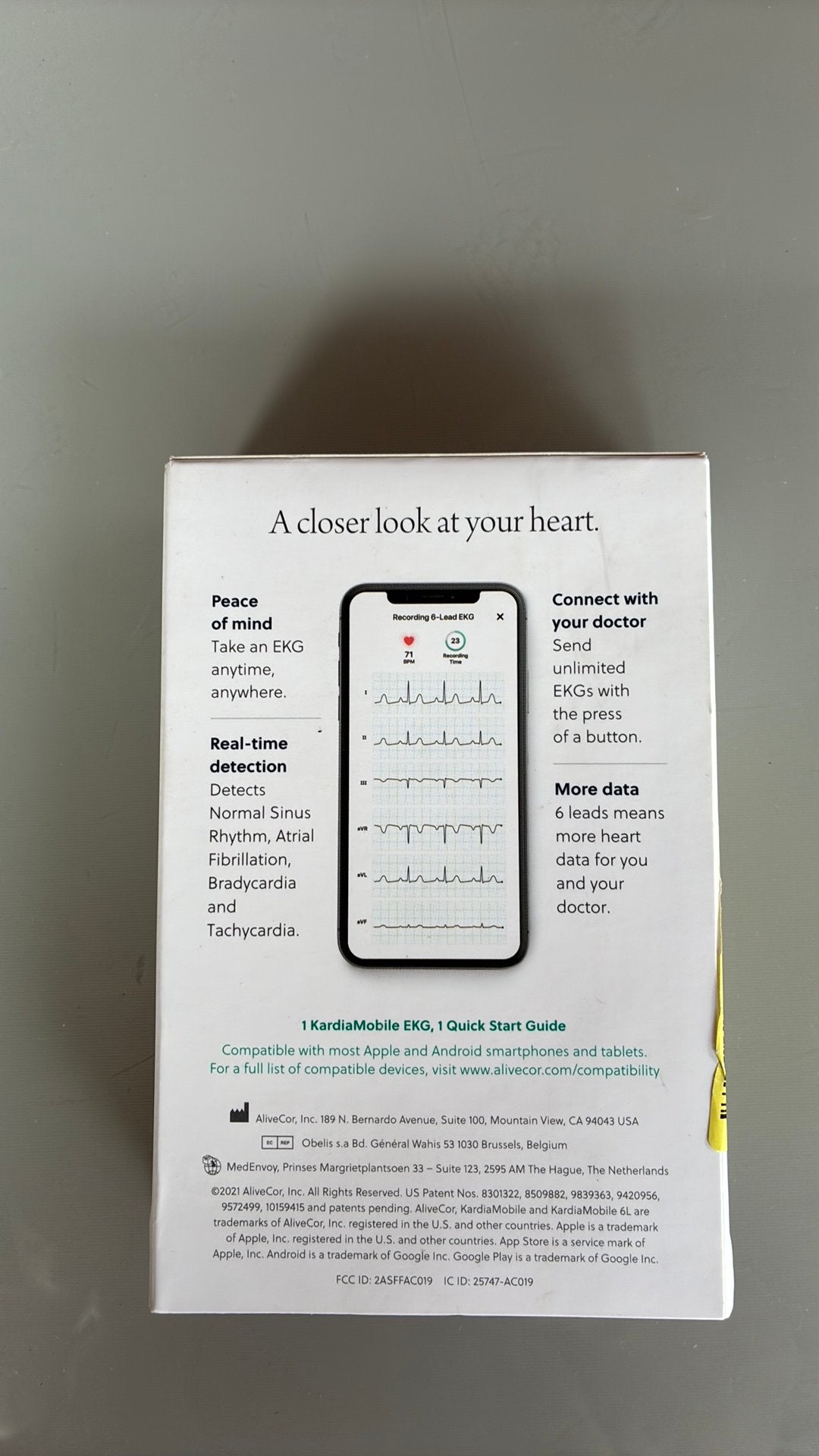AliveCor KardiaMobile 6-kanaals ECG-apparaat, Sport en Fitness, Hartslagmeters, Ophalen of Verzenden, Nieuw, Overige merken