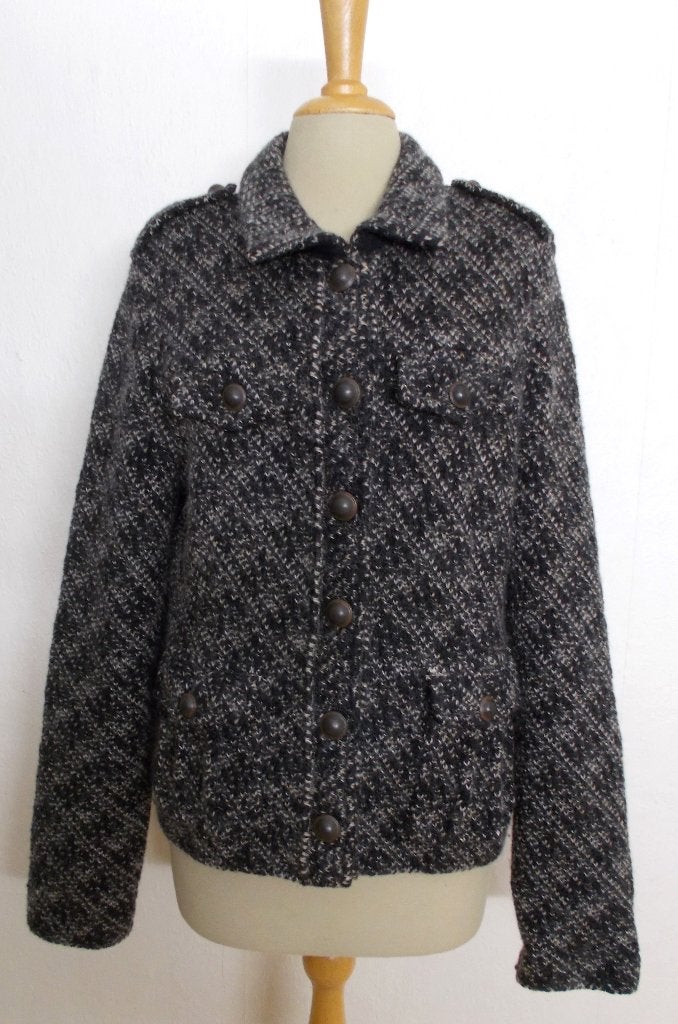 80% wollen mooi bruin/zwart vest van Marc Cain! L/4, Kleding | Dames, Verzenden, Zo goed als nieuw, Maat 42/44 (L), Bruin