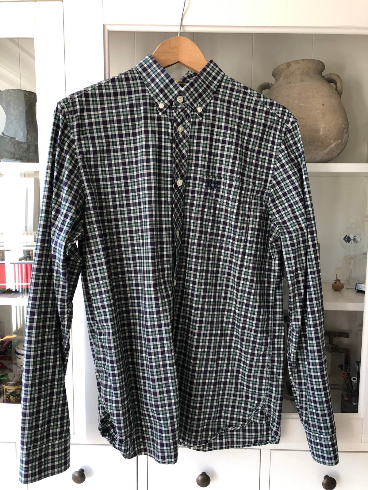 Nieuwstaat Fred Perry Overhemd Blouse Maat S, Ophalen of Verzenden, Zo goed als nieuw, Blauw, Halswijdte 38 (S) of kleiner