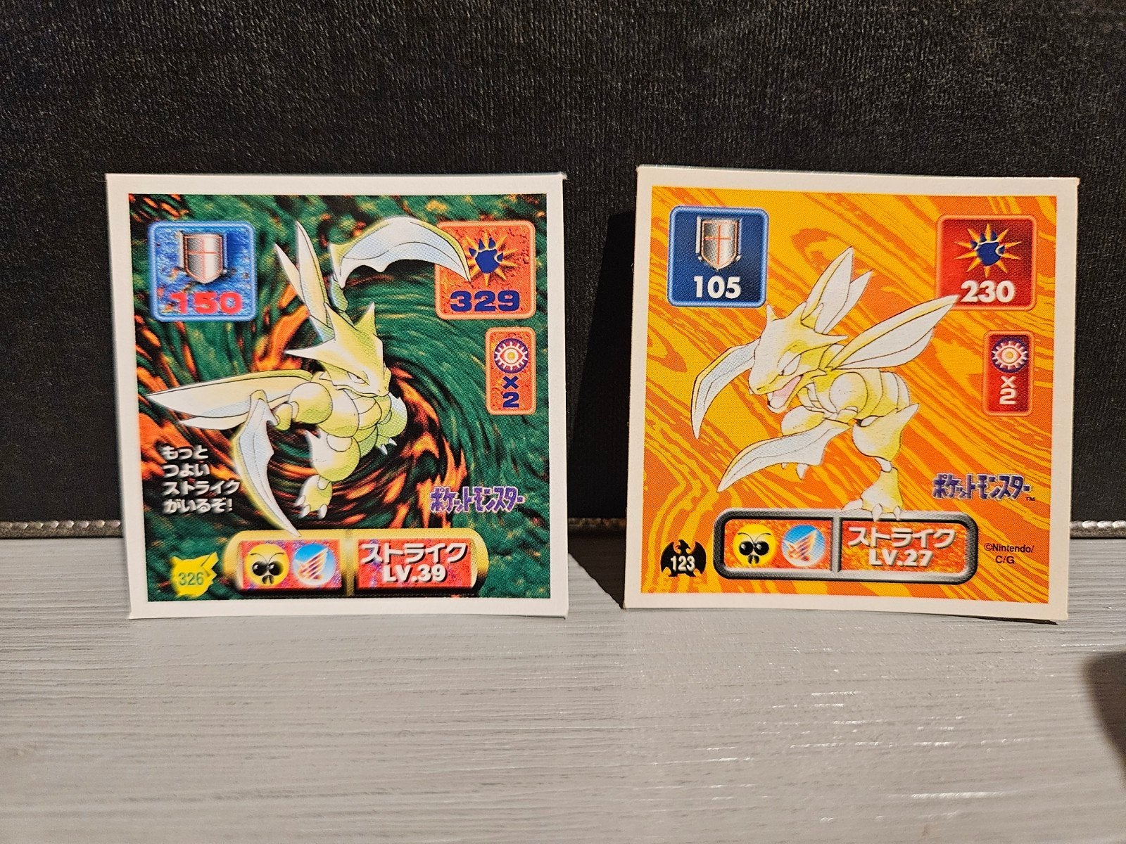 2x Scyther #123 #326 Amanda Japanese Sticker Oldskool Origin, Verzenden, Zo goed als nieuw, Meerdere kaarten
