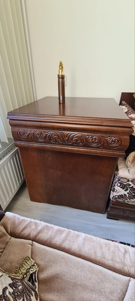 Prachtige Marokkaanse bankstel met houtsnijwerk, Ophalen, Gebruikt, Hoekbank, 300 cm of meer
