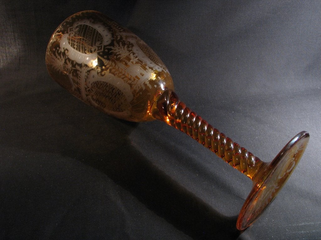 Huwelijksbokaal antiek glas Biedermeyer 1825. 1012, Ophalen of Verzenden