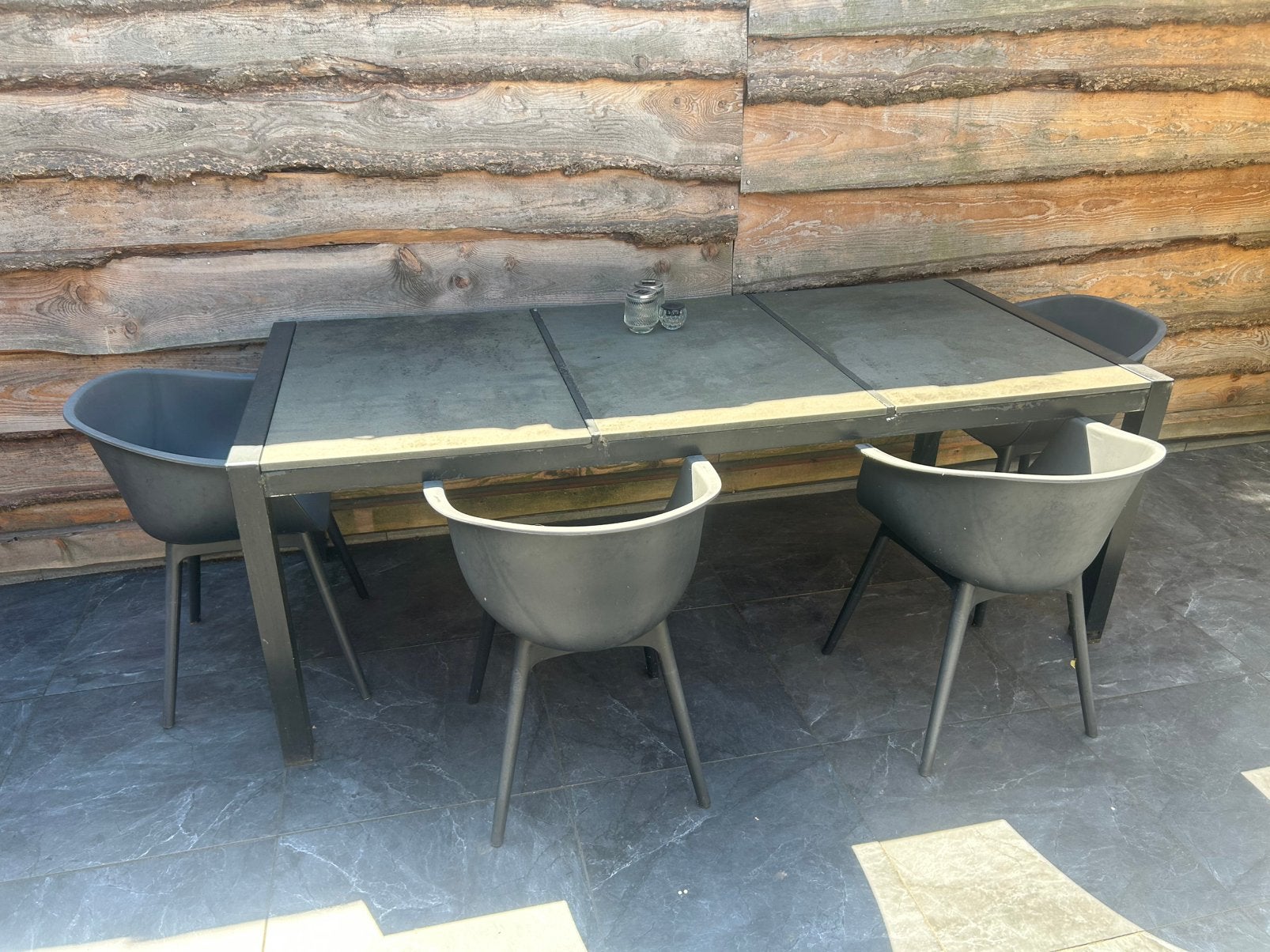 Tuintafel zwart grijs, Ophalen, Gebruikt, Aluminium