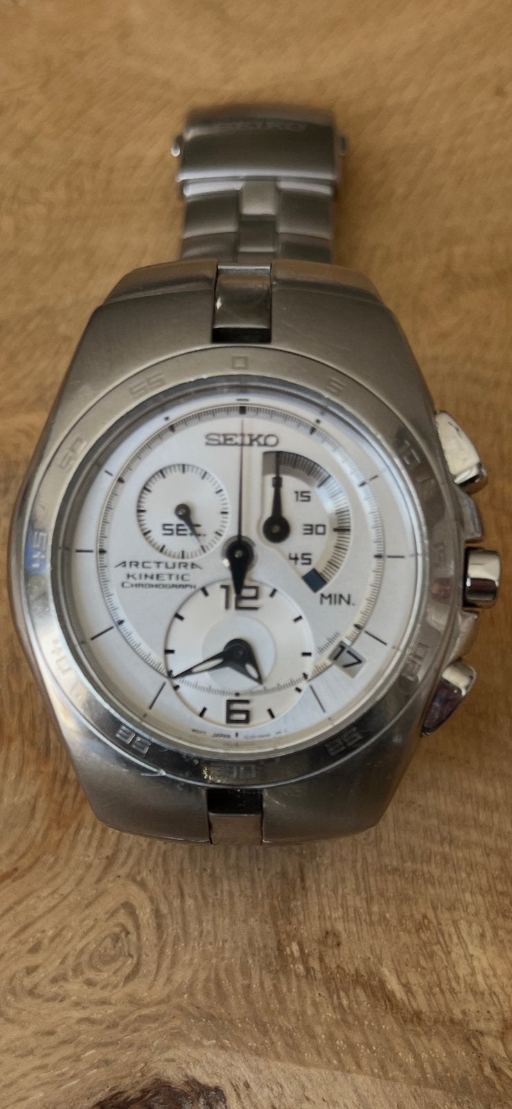 Heren Seiko Arctura Kinetic Chronograph, Ophalen, Staal, Polshorloge, Zo goed als nieuw