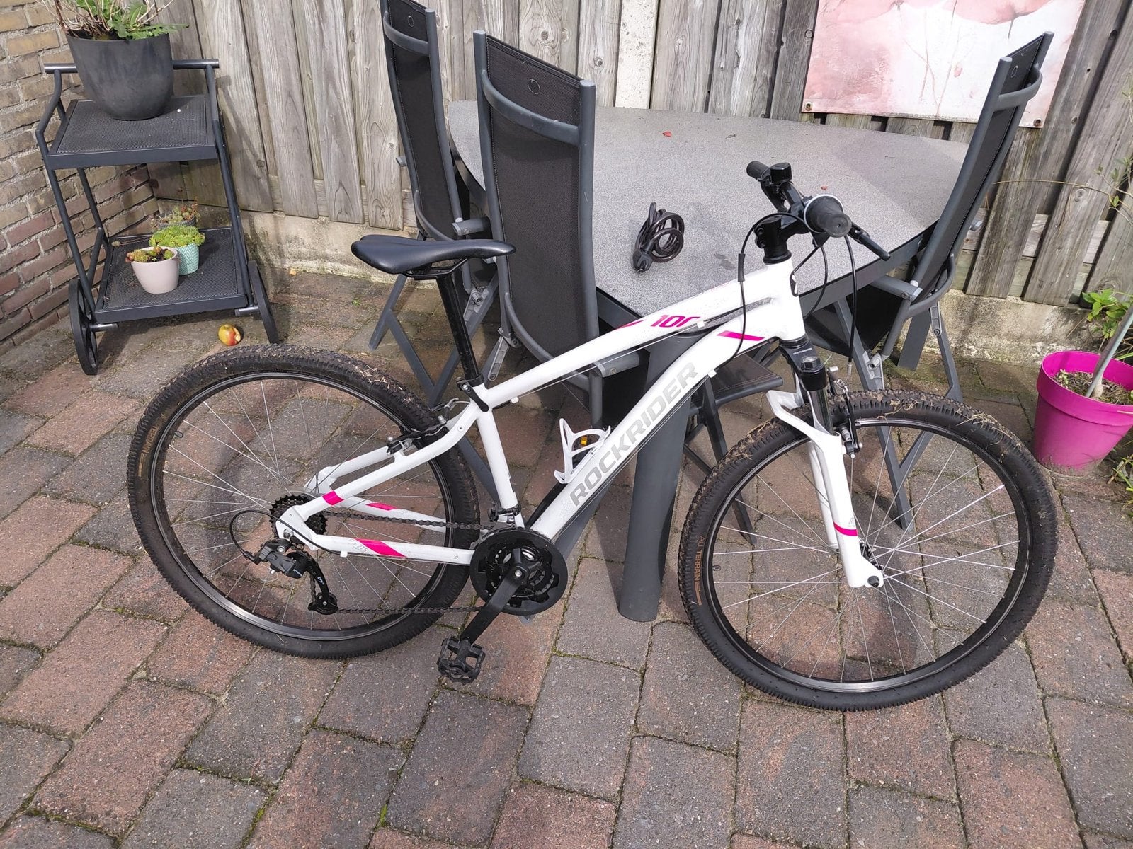Rockrider ST 100 RR Mountainbike - Wit, Maat M, Fietsen en Brommers, Gebruikt, Hardtail, Velgrem, 49 tot 53 cm
