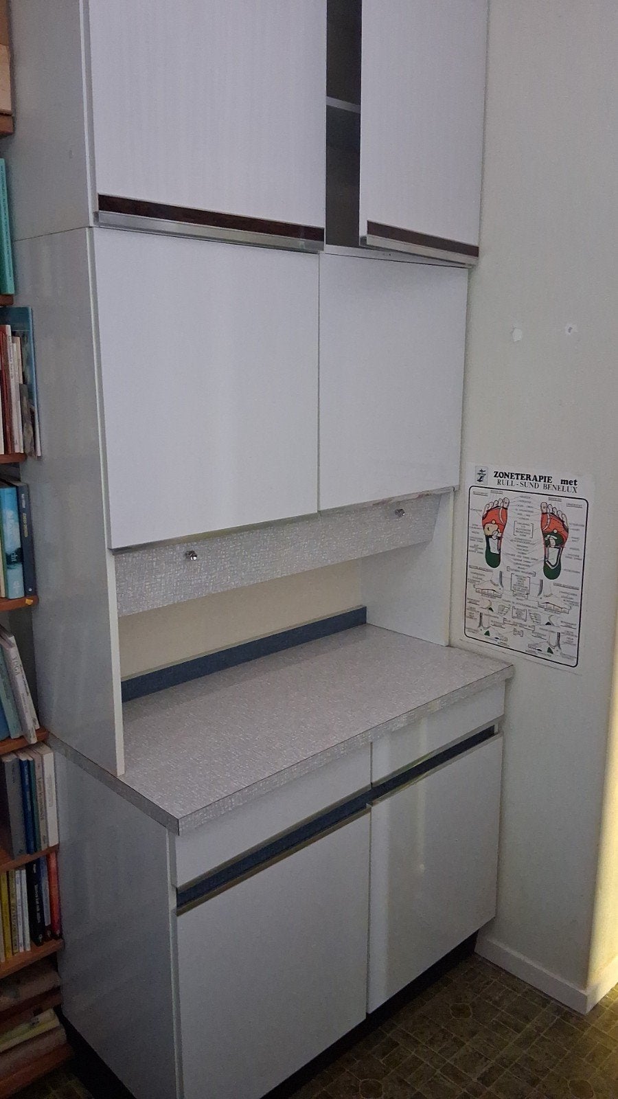 Vintage Keukenmeubel Buffetkast met Formica Blad, Ophalen, 100 tot 150 cm, Vintage, Retro, Overige houtsoorten