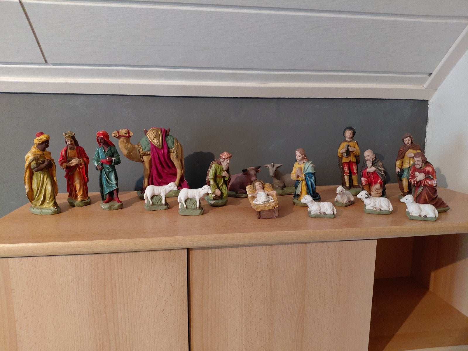 Oude kerstbeelden / groep, Ophalen of Verzenden, Gebruikt