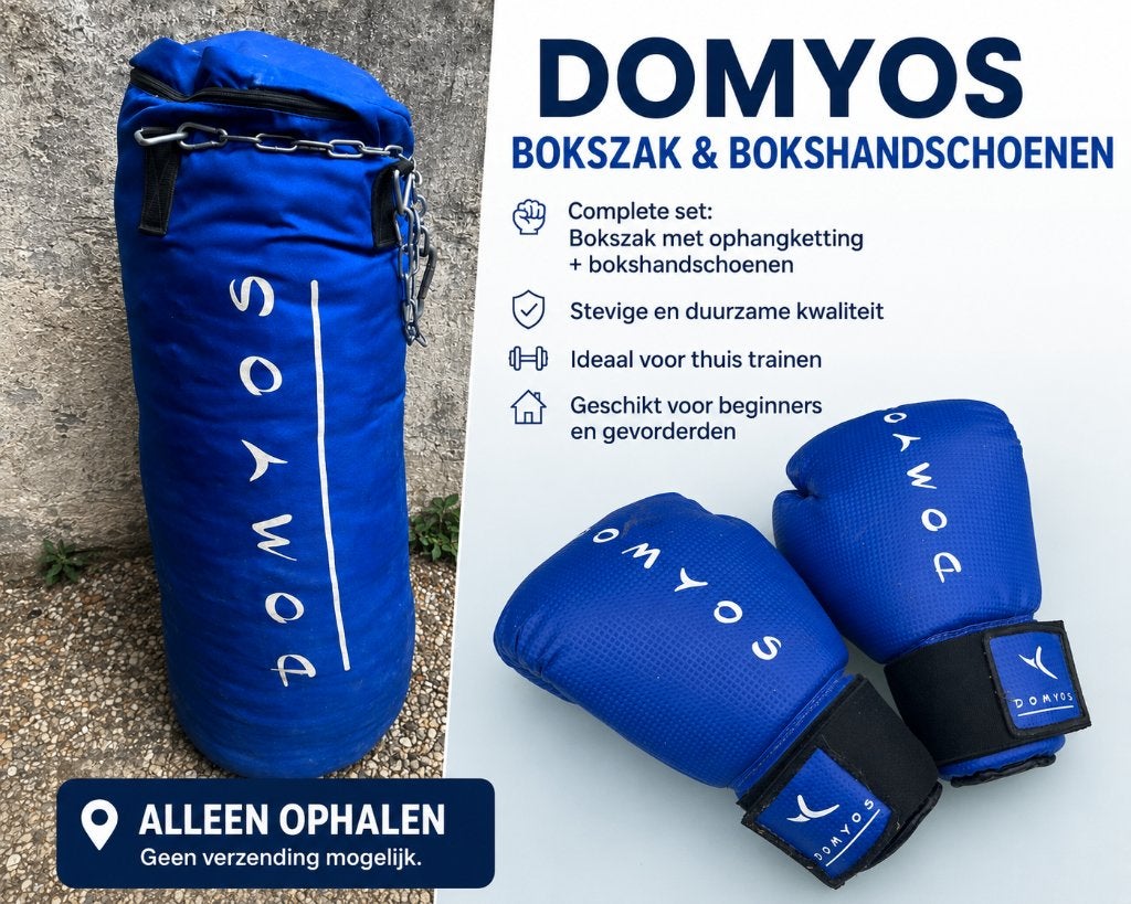 Domyos bokszak en bokshandschoenen set, Ophalen, Gebruikt, Bokszak