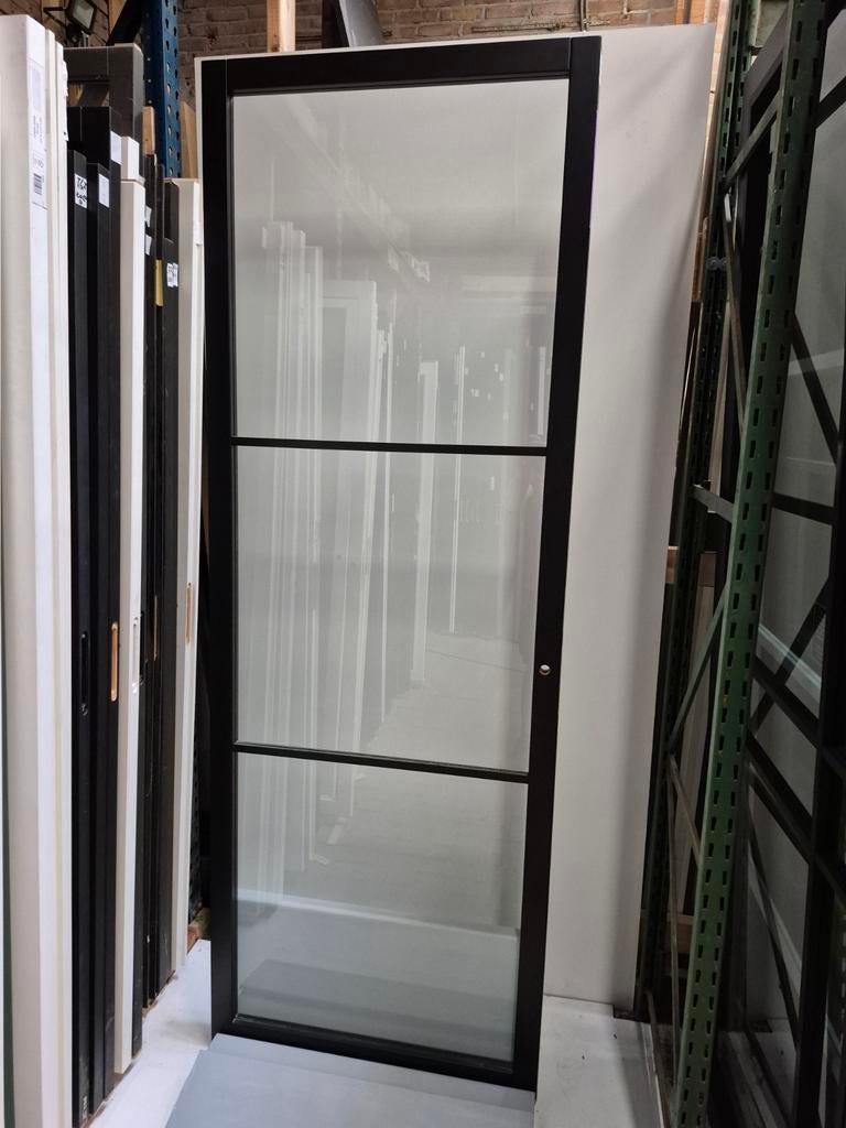 83x231,5cm binnendeur staallook stomp R zwart JHD7, Ophalen, 80 tot 100 cm, Binnendeur, Nieuw
