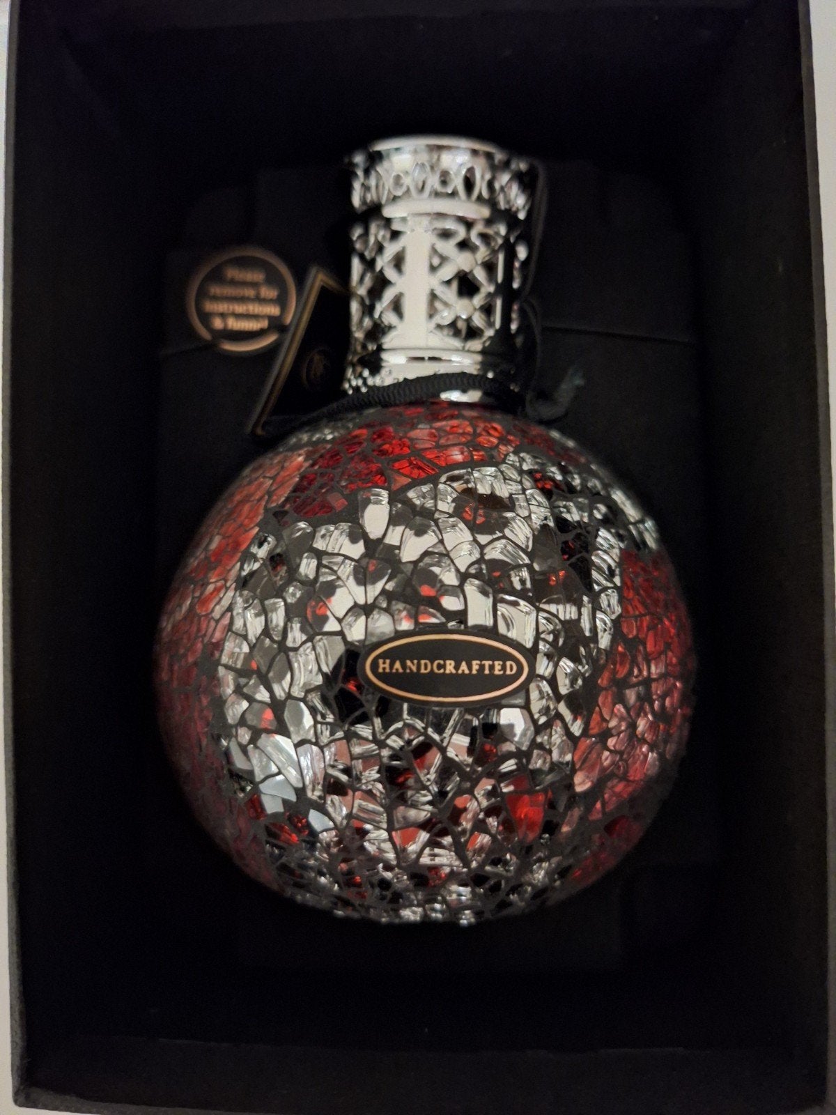 Handgemaakte Mozaïek Geurlamp - Rood & Zilver, Ophalen, Meerkleurig, Nieuw, Modern