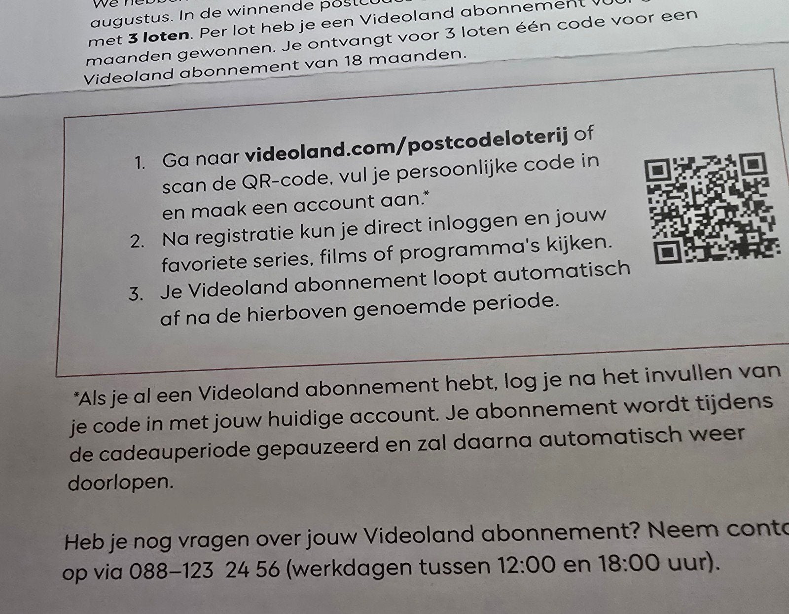 Abonnement plus voor Videoland 18 maanden, Tickets en Kaartjes, Twee personen, Cadeaubon, Overige typen