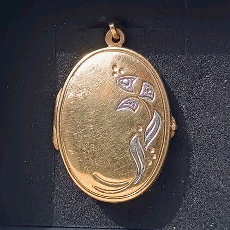 14 karaat vintage gouden medaillon i.z.g.s., Ophalen of Verzenden, Zo goed als nieuw, Bloem of Plant, Goud