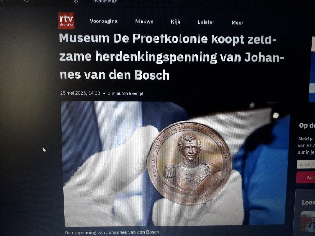 ZELDZAME ANTIEKE BRONZEN PENNING van JOHANNES van den BOSCH, Ophalen of Verzenden, Brons, Nederland