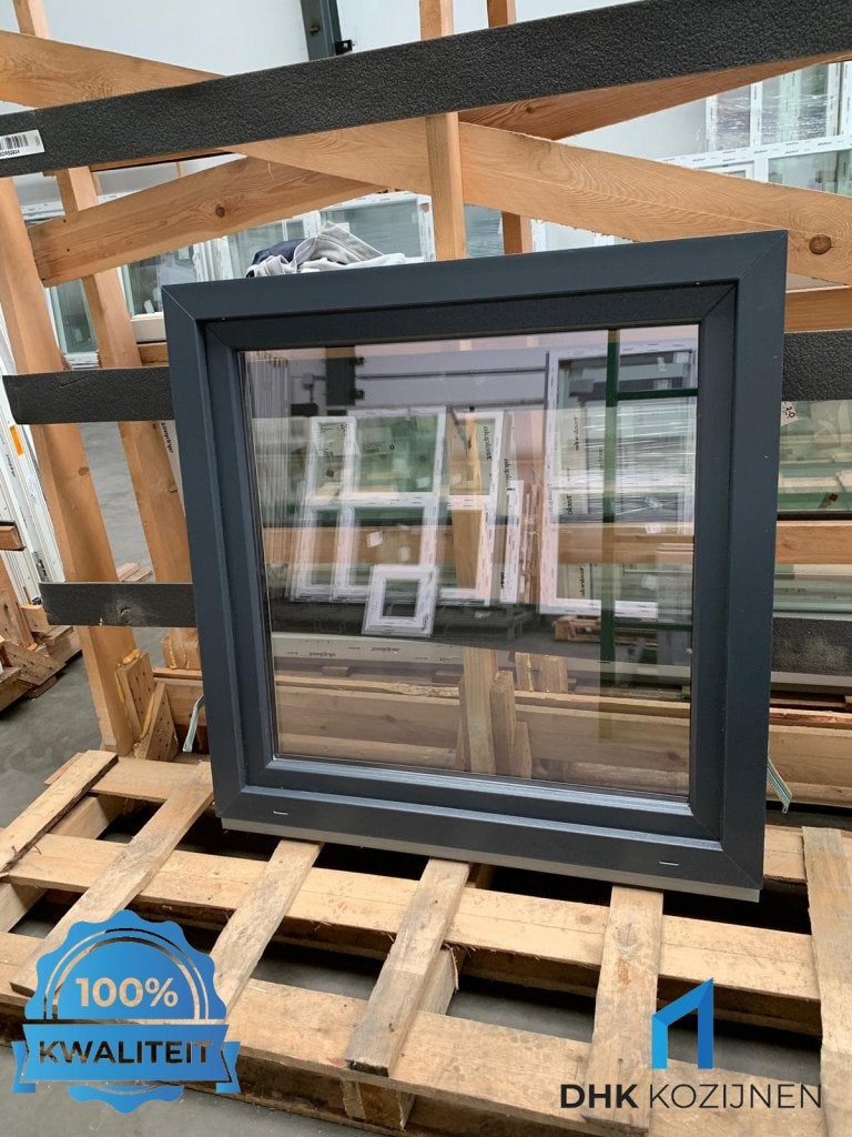 Antraciet Draaikiep Kunststof Kozijn 100x100 Op voorraad