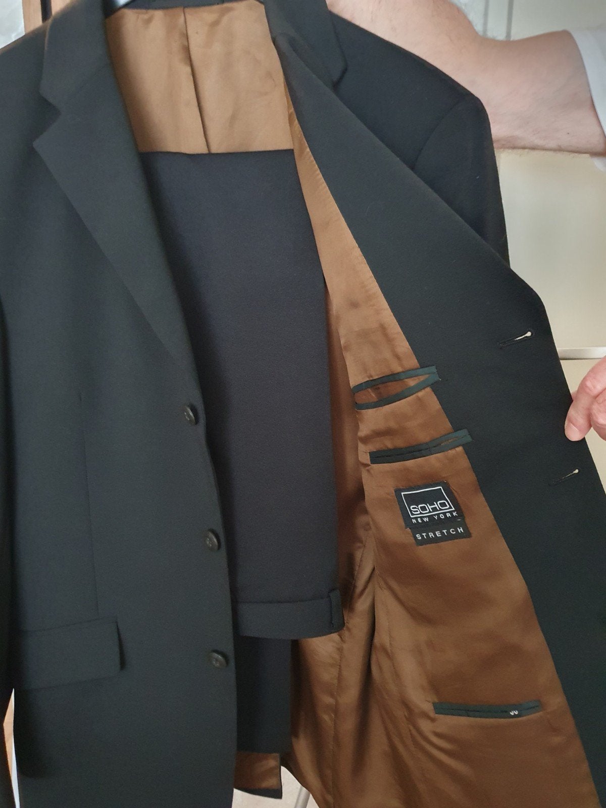Zwart pak: Soho New York blazer & C&A broek maat 48, Kleding | Heren, Kostuums en Colberts, Maat 48/50 (M), Zwart, Ophalen of Verzenden