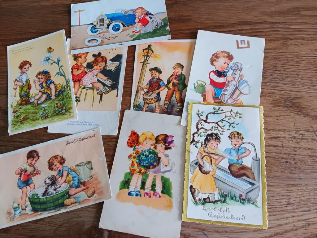 Set van 8 Oude Kinder Ansichtkaarten - Jaren '40-'60, Ophalen of Verzenden