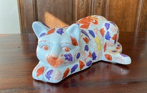 Vintage aardewerk beeld kat / poes van hoge kwaliteit!, Gemerkt, Ophalen of Verzenden, Zoogdier, 20 - 50 cm