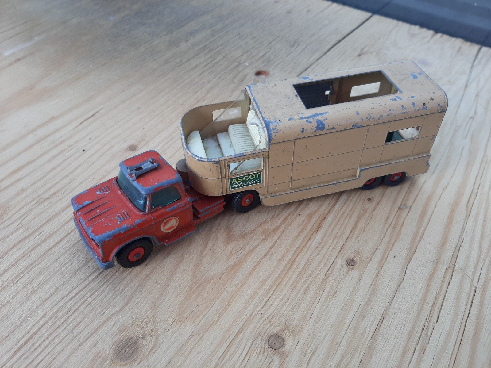 Matchbox King Size K-18 Dodge Tractor met paardentrailer, Overige merken, Gebruikt, 1:32 tot 1:50, Ophalen of Verzenden