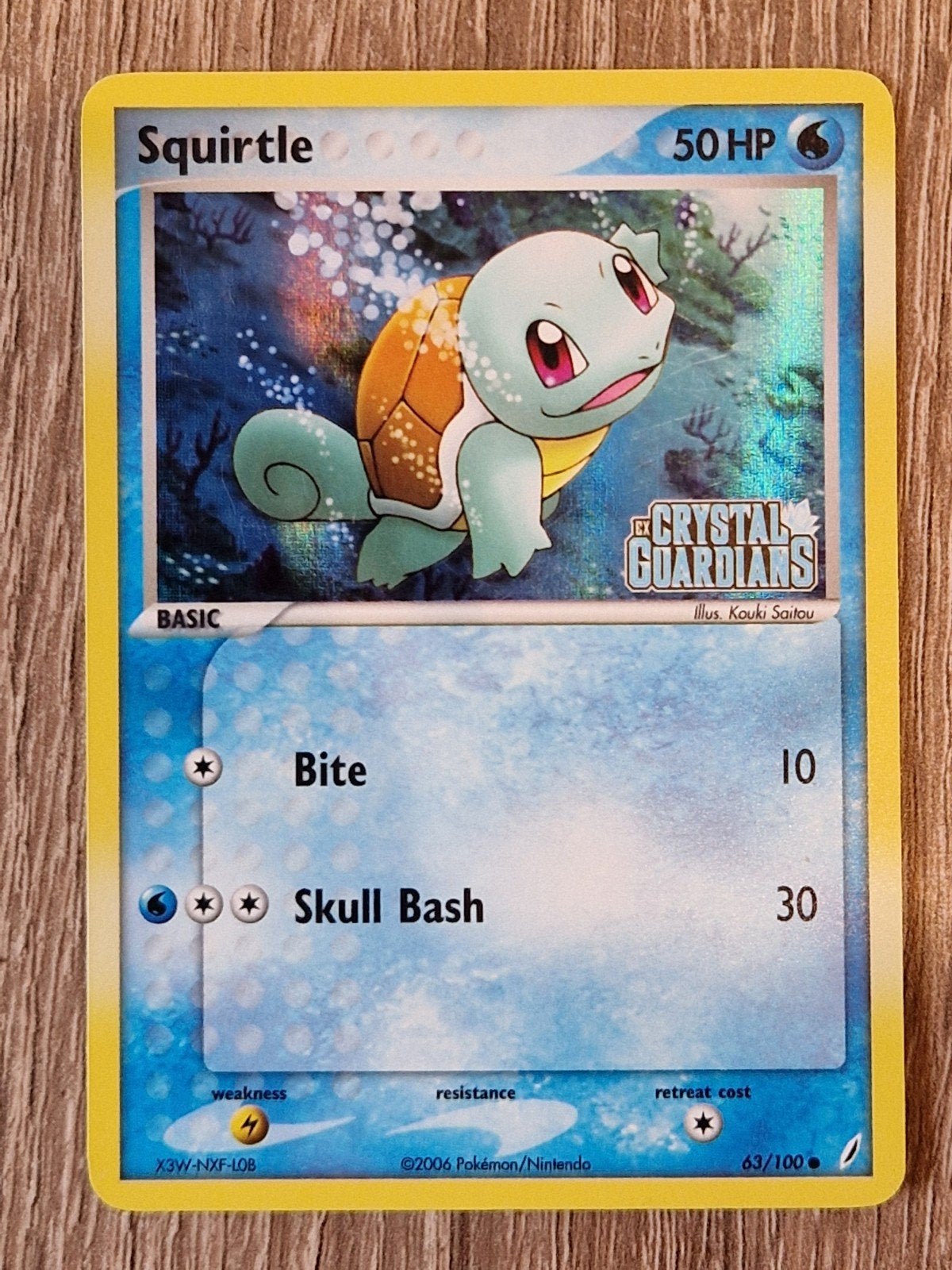 Pokémon Squirtle 63/100 Reverse Holo EX Crystal Guardians 20, Ophalen of Verzenden, Gebruikt, Losse kaart