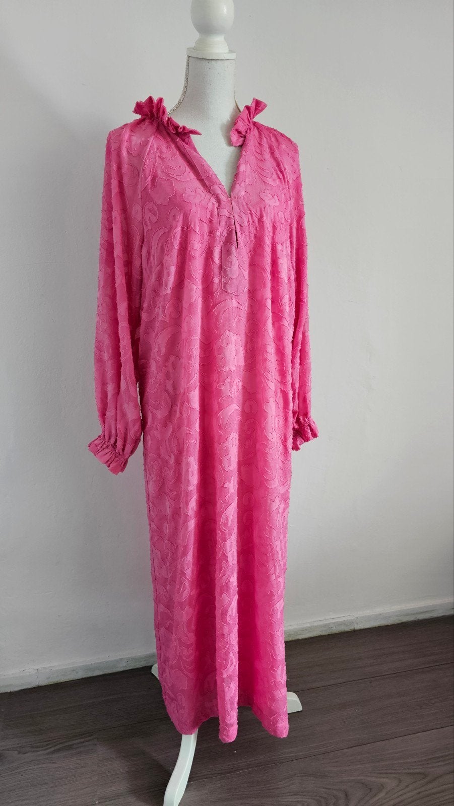 Maxi Jurk h&m mt 38, Ophalen of Verzenden, Maat 38/40 (M), Roze, Onder de knie