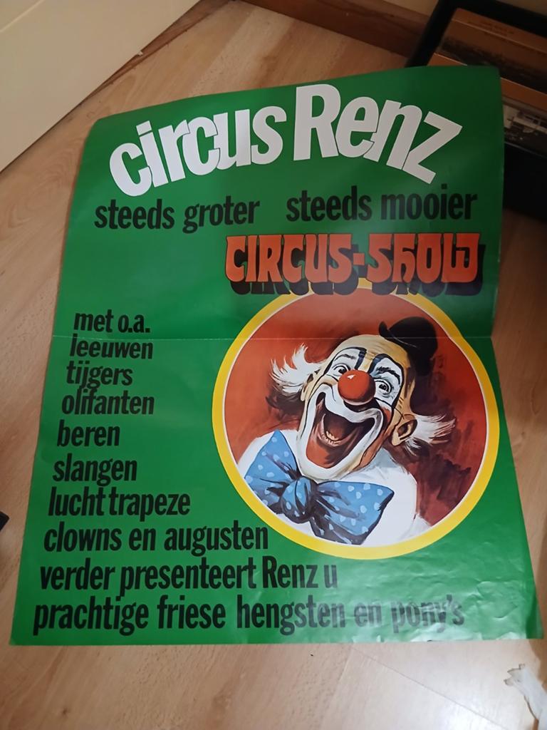 Oude poster Circus Renz, Ophalen of Verzenden, Zo goed als nieuw, A1 t/m A3, Film en Tv