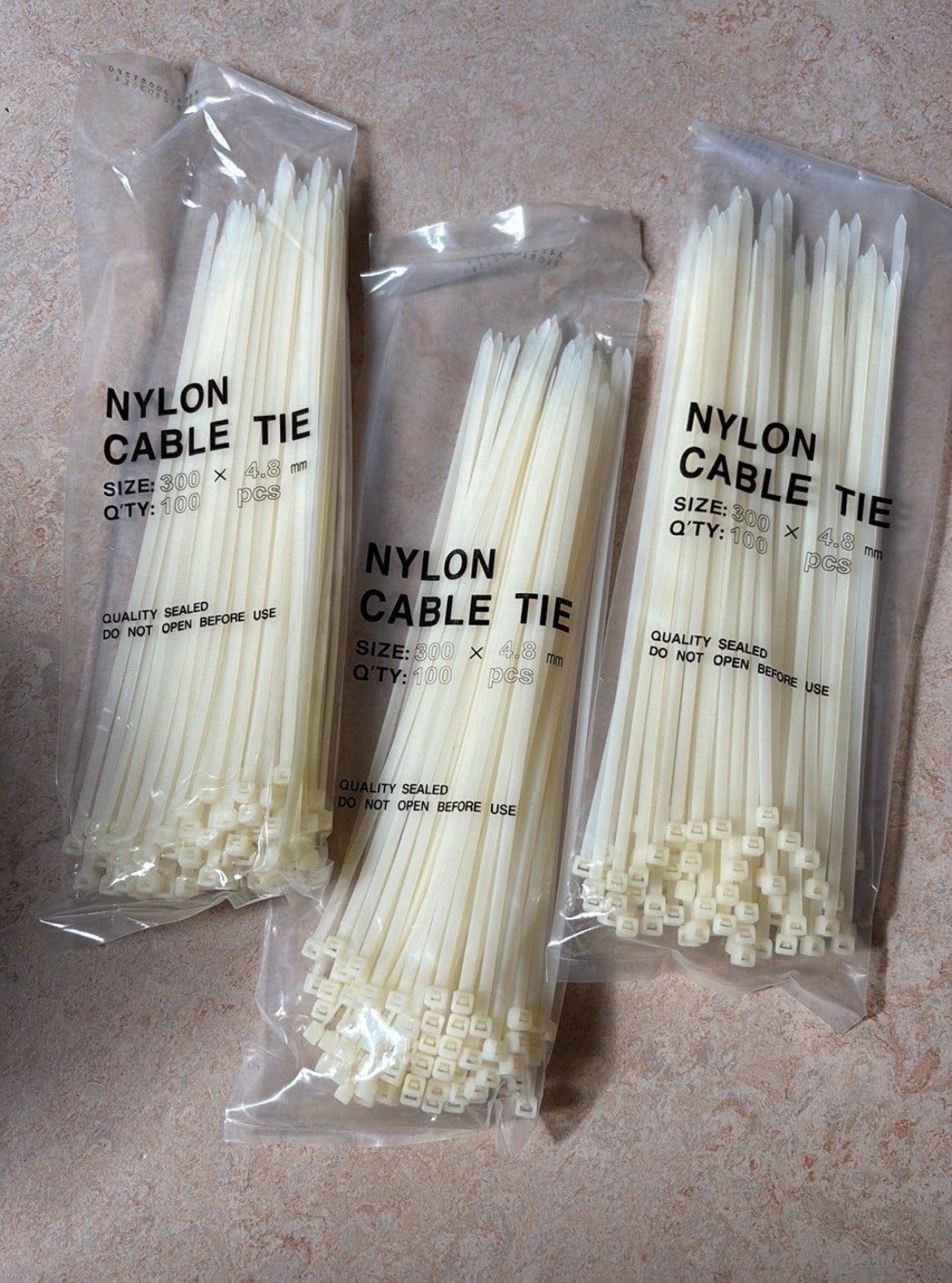 Nylon Kabelbinders 300x4.8mm - 100 stuks per zak, Ophalen of Verzenden, Nieuw