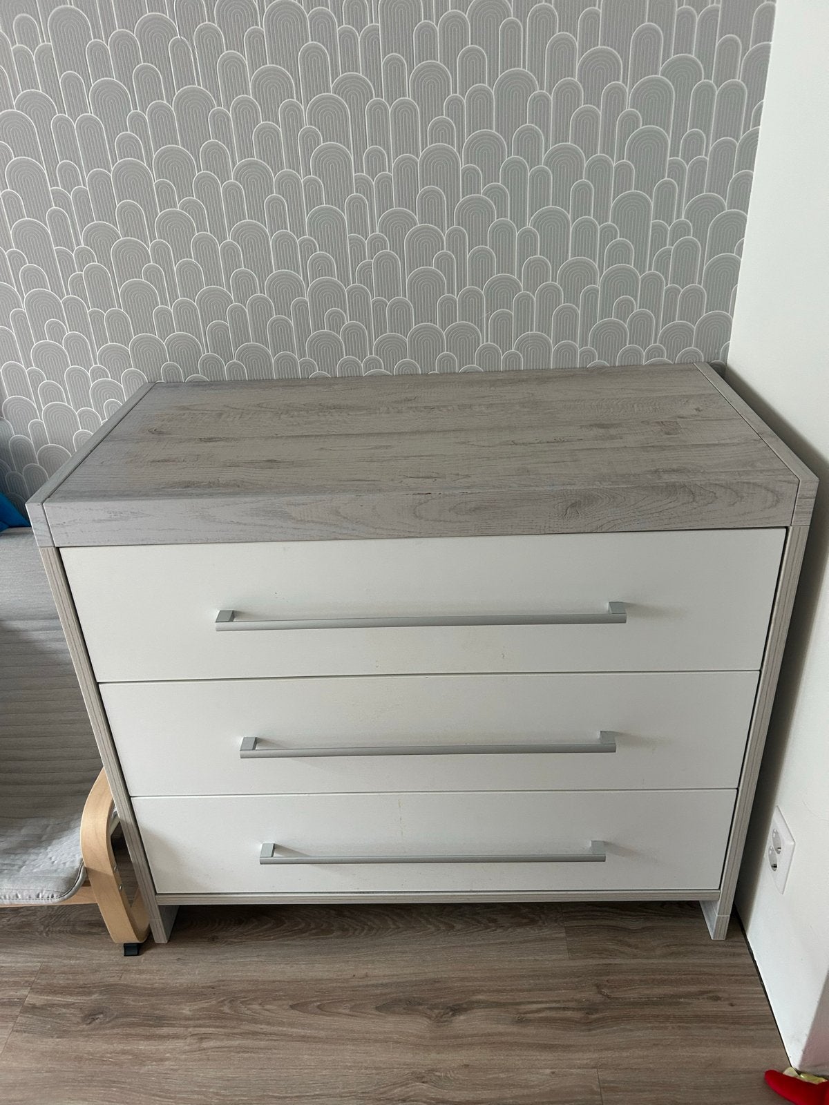 TWF Babybed en Commode Set - Wit/Hout, Ophalen, Gebruikt, Minder dan 140 cm, 100 cm of meer