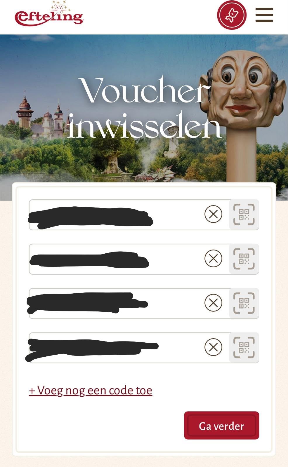 Efteling tickets t/m 8 november geldig 4 stuks, Ophalen, Nieuw