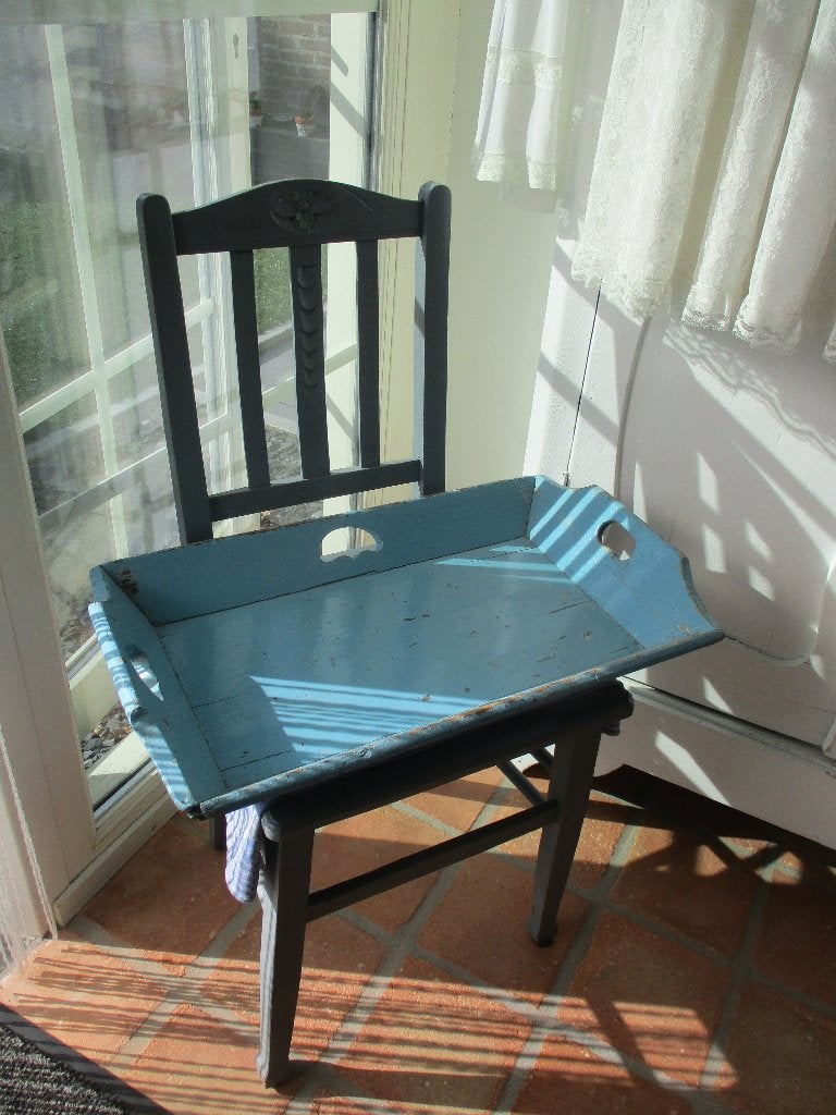 brocante blauwe dienblad, Ophalen of Verzenden