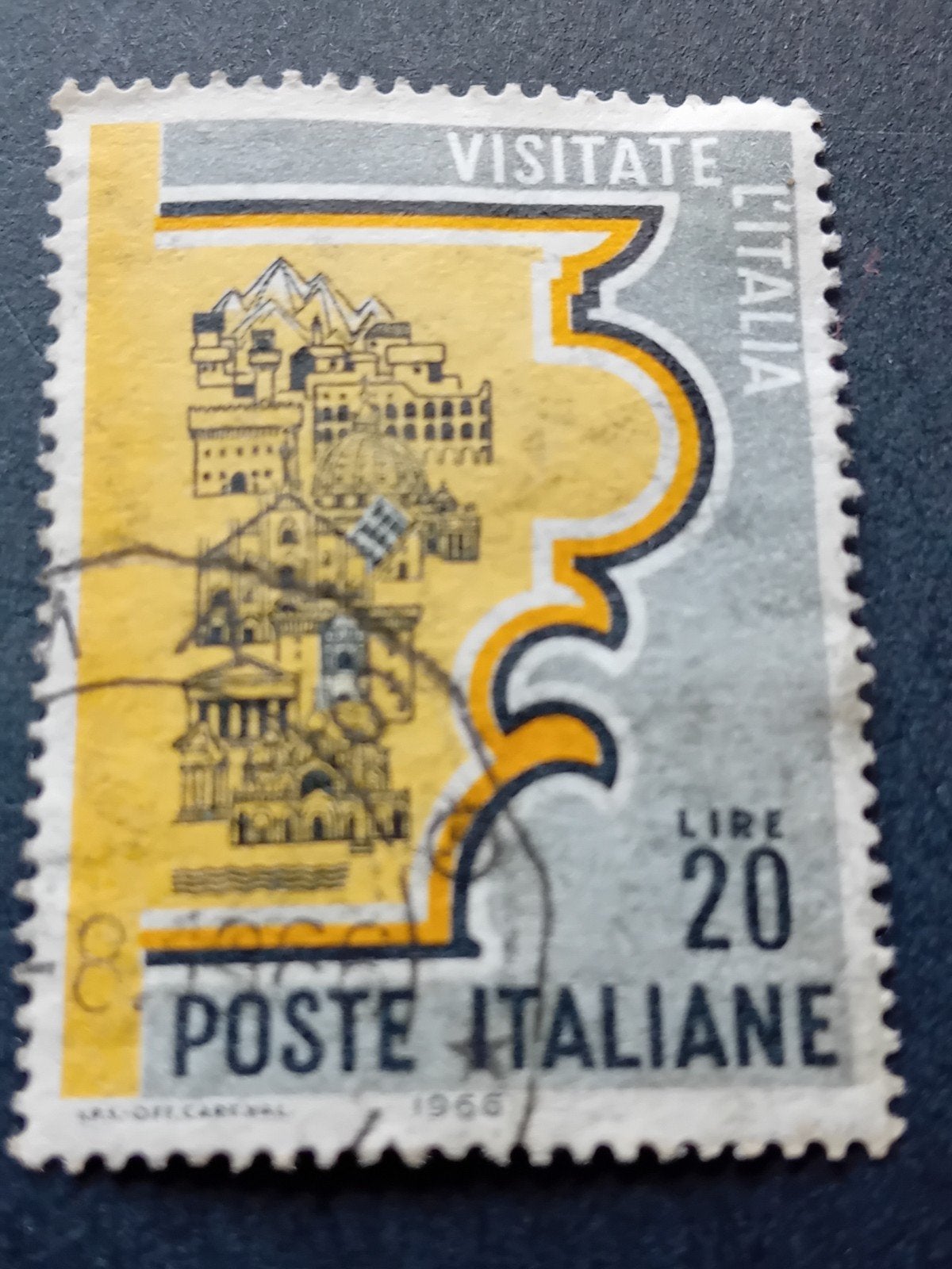 Italiaanse postzegel 20 Lire 1966 - Gestempeld, Ophalen of Verzenden, Gestempeld