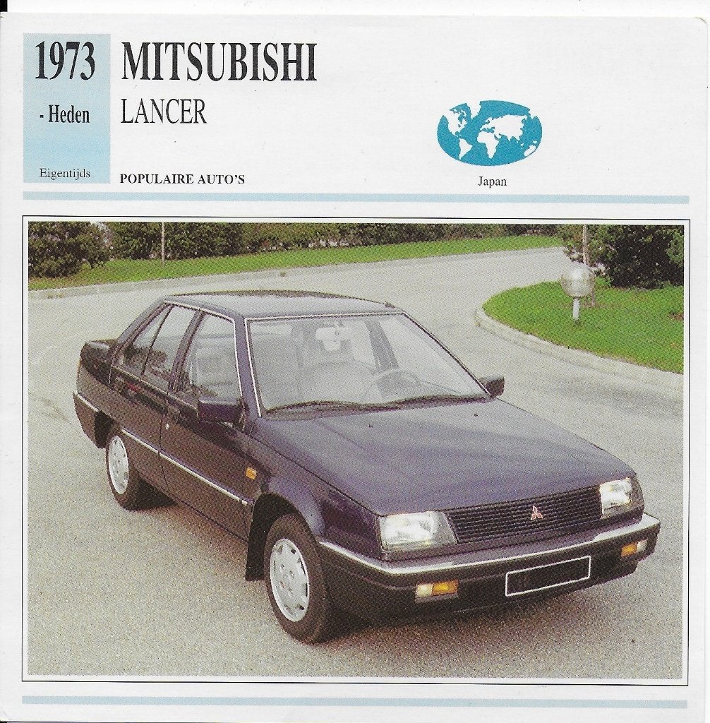 M3 autokaart mitsubishi lancer (1973 )  afmeting: 14 x 14 cm, Ophalen of Verzenden, Zo goed als nieuw, Auto's