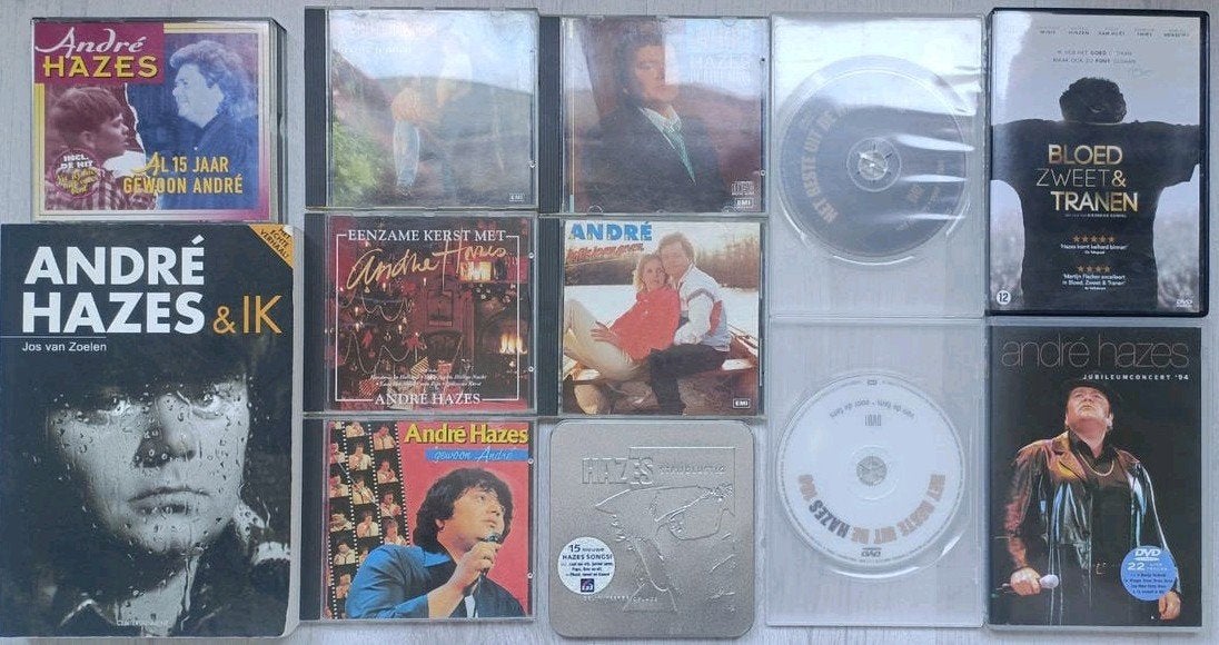 André Hazes Collectie: CD's, DVD's en Boek, Gebruikt, Inclusief doosje, Vanaf 12 jaar, Nederlands