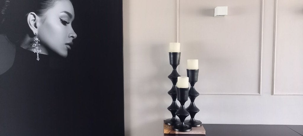 Luxe design set van 3 Kaarshouders  18x35-18x50-18x70 zwart, Zwart, Nieuw, Ophalen of Verzenden, Kandelaar