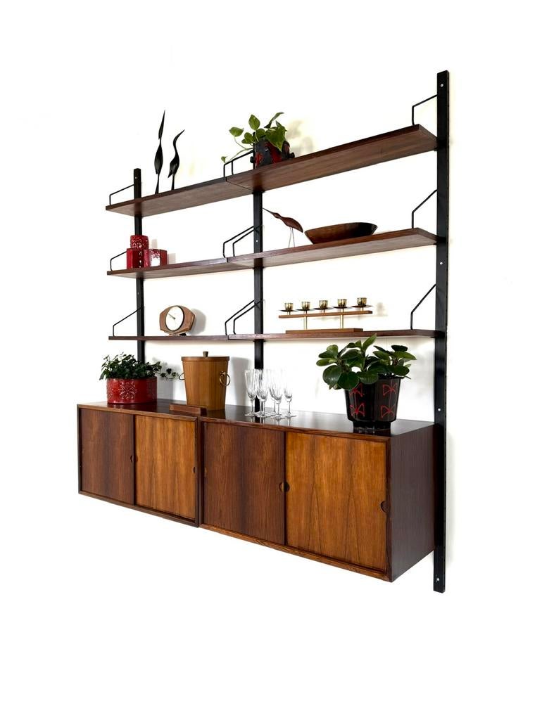Vintage modulair wandsysteem, Poul Cadovius ‘60, Huis en Inrichting, Kasten | Wandmeubels, Zo goed als nieuw, 150 tot 200 cm, 150 tot 200 cm