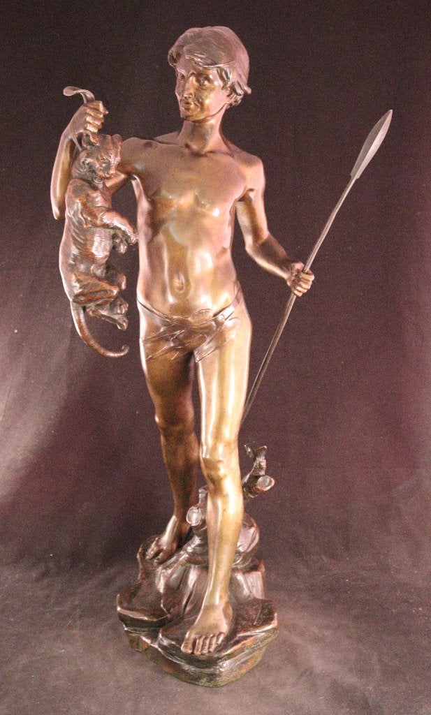 Zeer groot antiek bronzen beeld, Ophalen of Verzenden