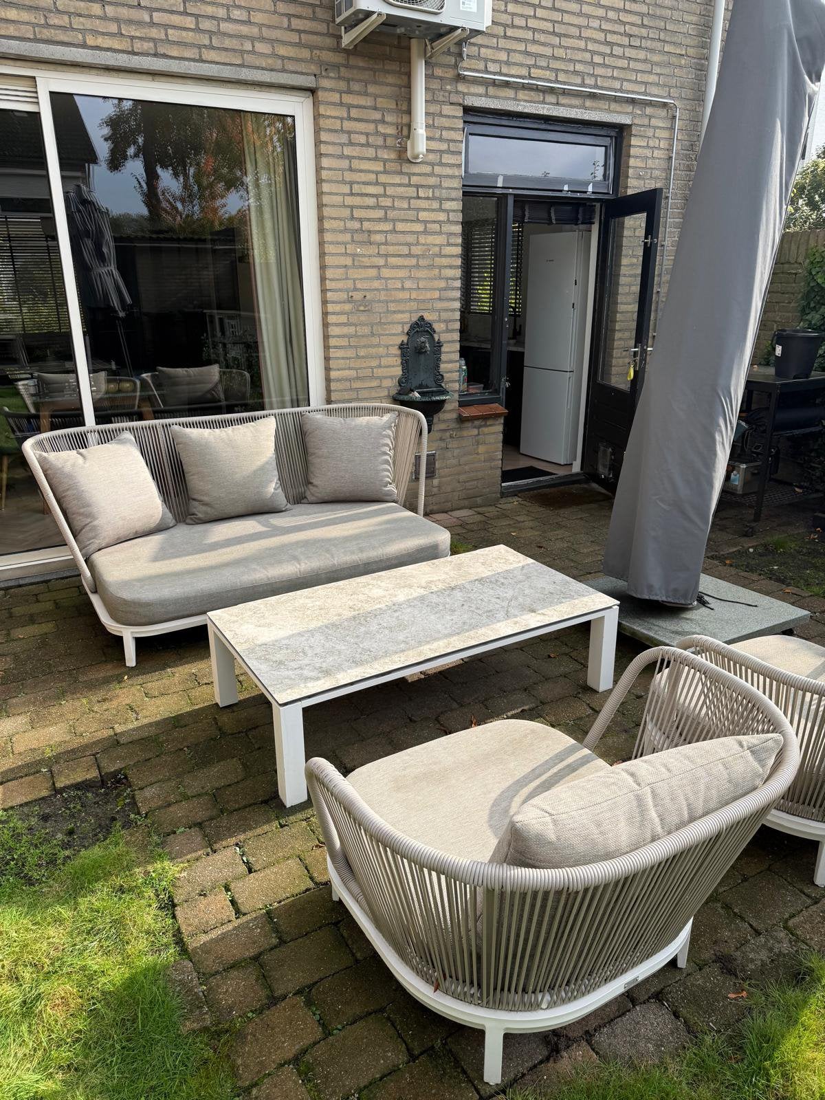 Luxe LIFE Outdoor Living loungeset – 4-delig – Rope design, Tuin en Terras, Ophalen, Zo goed als nieuw, Aluminium, Bank
