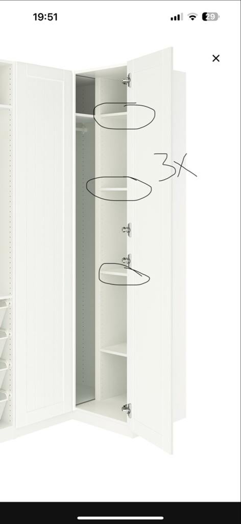3x IKEA hoek kledingkast planken 46x35cm (lichte schade), Minder dan 50 cm, Gebruikt, Ophalen of Verzenden, Minder dan 100 cm