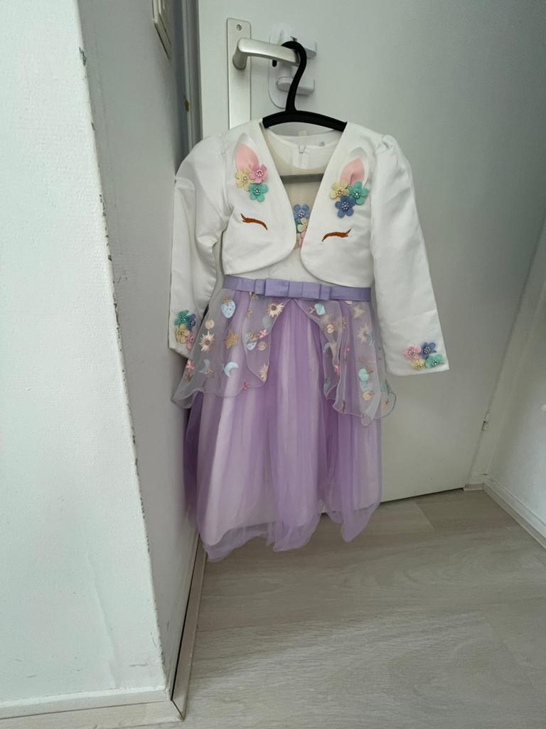 Kinder jurk unicorn, Kinderen en Baby's, Carnavalskleding en Verkleedspullen, Ophalen of Verzenden, Zo goed als nieuw, Meisje