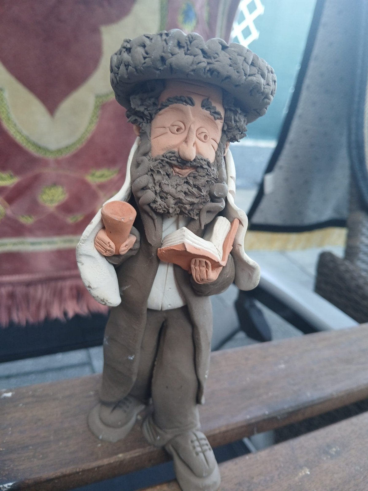 Uniek handgemaakt beeldje van klei - Joodse man, Ophalen of Verzenden, Gebruikt