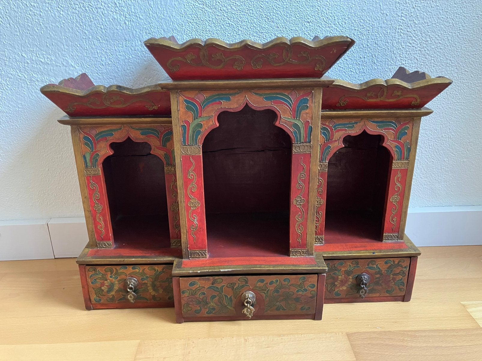 Tibet altaar boeddhisme boeddha vintage hout, Ophalen, Gebruikt, Hout, Met reliëf